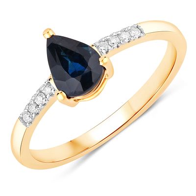 Blue Sapphire and Diamond Simply Beautiful Ring. Setting: 14K Yellow Gold 
Main Gemstone: 