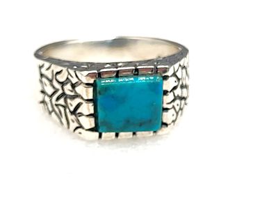 Vintage Shube's Manufacturing Turquoise Man's Ring. Setting: Sterling Silver .925 
Main 