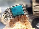 Vintage Shube's Manufacturing Turquoise Man's Ring. Setting: Sterling Silver .925 
Main Image - 1