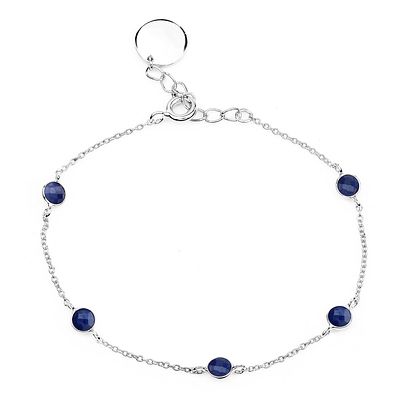 Genuine Blue Sapphire Sterling Silver "By The Yard" -style Bracelet. 26100016 
Setting: 