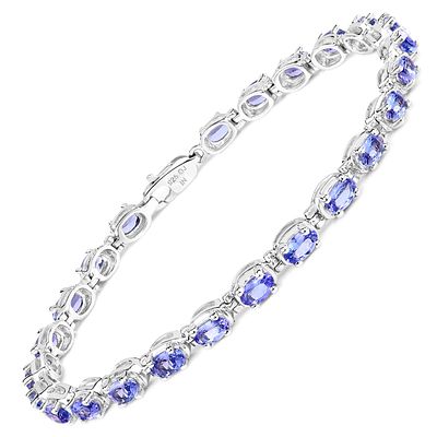 6.00 CTW Genuine Tanzanite Eternity Bracelet .925. Setting: Sterling Silver .925 
Primary 