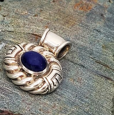 Bold Sterling Silver & Lapis Lazuli Slide Pendant. Setting: Sterling Silver .925 
Primary 