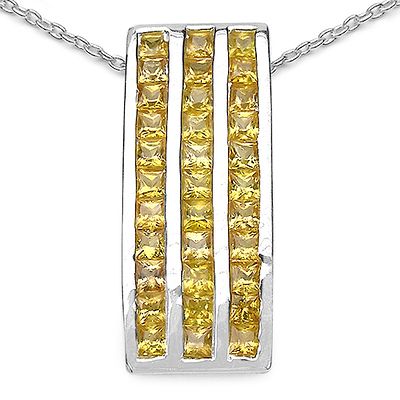 Sleek Yellow Sapphire Bar Pendant Necklace .925. 13100012 
Setting: Sterling Silver .925 