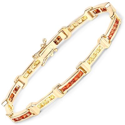 Orange and Yellow Bar Link Line Bracelet .925/14KY. 27100 
Setting: 14K Yellow Gold OVER 