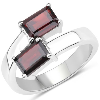2.4 CTW Octagon-Cut Garnet Toi et Moi Ring .925. Setting: Sterling Silver .925 
Primary 