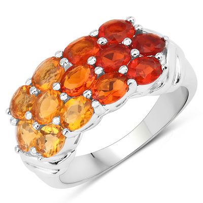 Vibrant Ombre Fire Opal Sterling Silver Wide Ring. Setting: Sterling SIlver 
Primary 