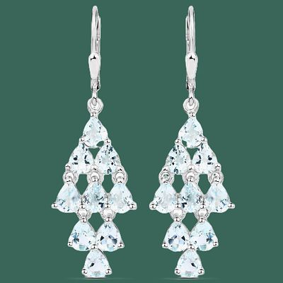 Shimmery Blue Aquamarine Chandelier Earrings .925. 27100 
Setting: Sterling Silver .925 
