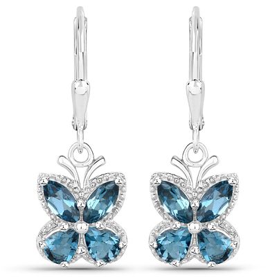 London Blue Topaz Dangling Butterfly Earrings. 27100 
Setting: Sterling Silver .925 

