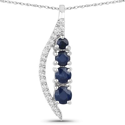 Genuine Blue Sapphire Diamond Swirl Pendant. 21100008 
Setting:14K White Gold 
Primary 