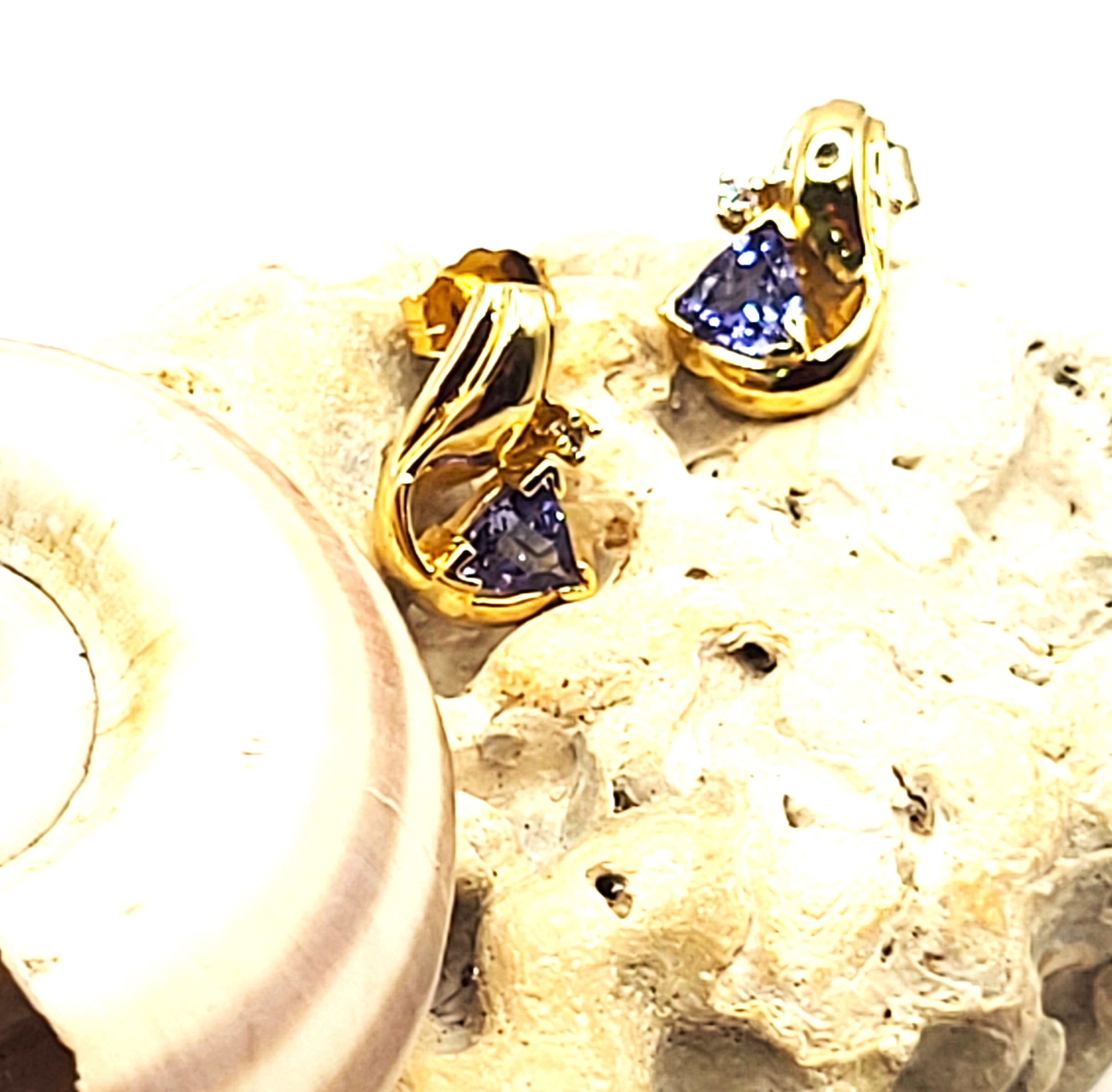 Trilliant-Cut Tanzanite Earrings w/ Diamond Accent