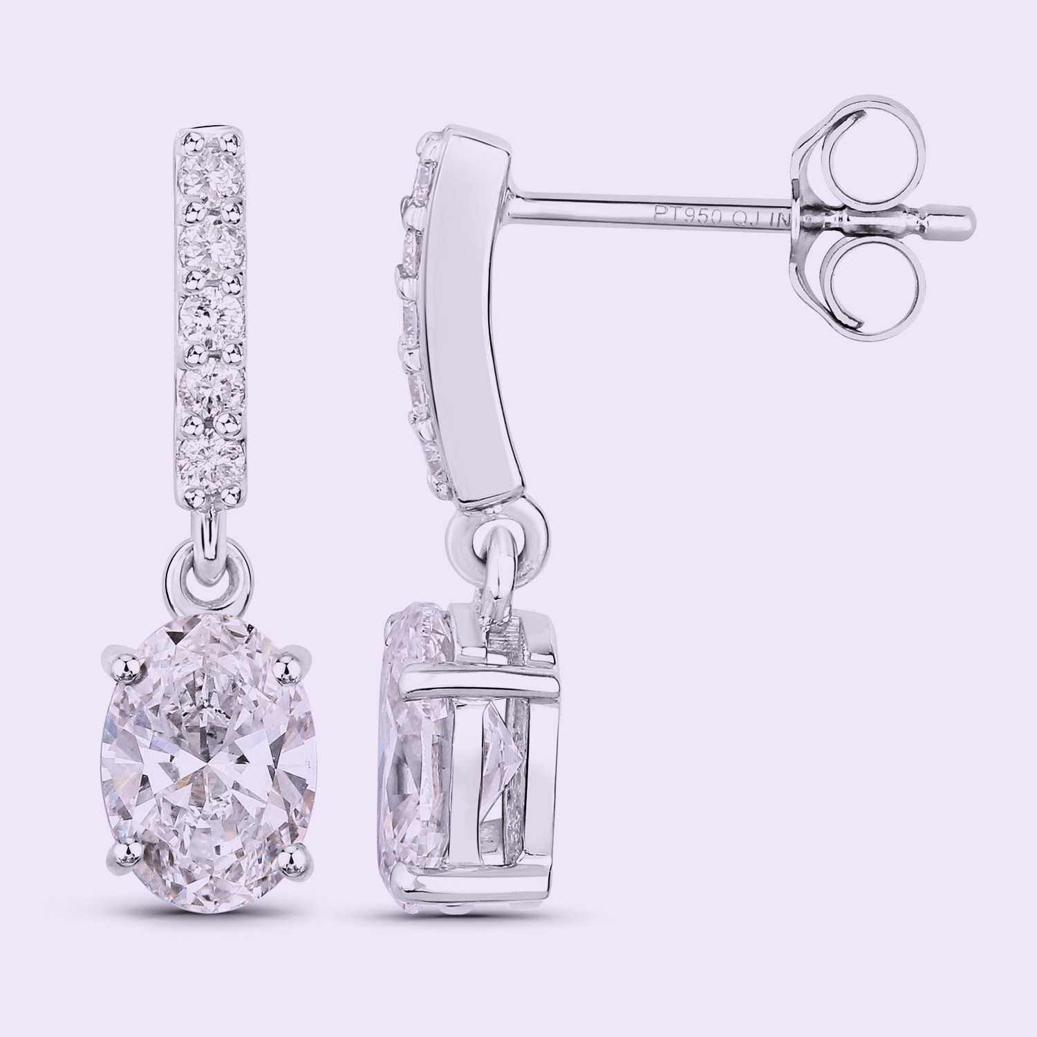 1.64 Carat Lab-Grown Diamond Platinum Earrings