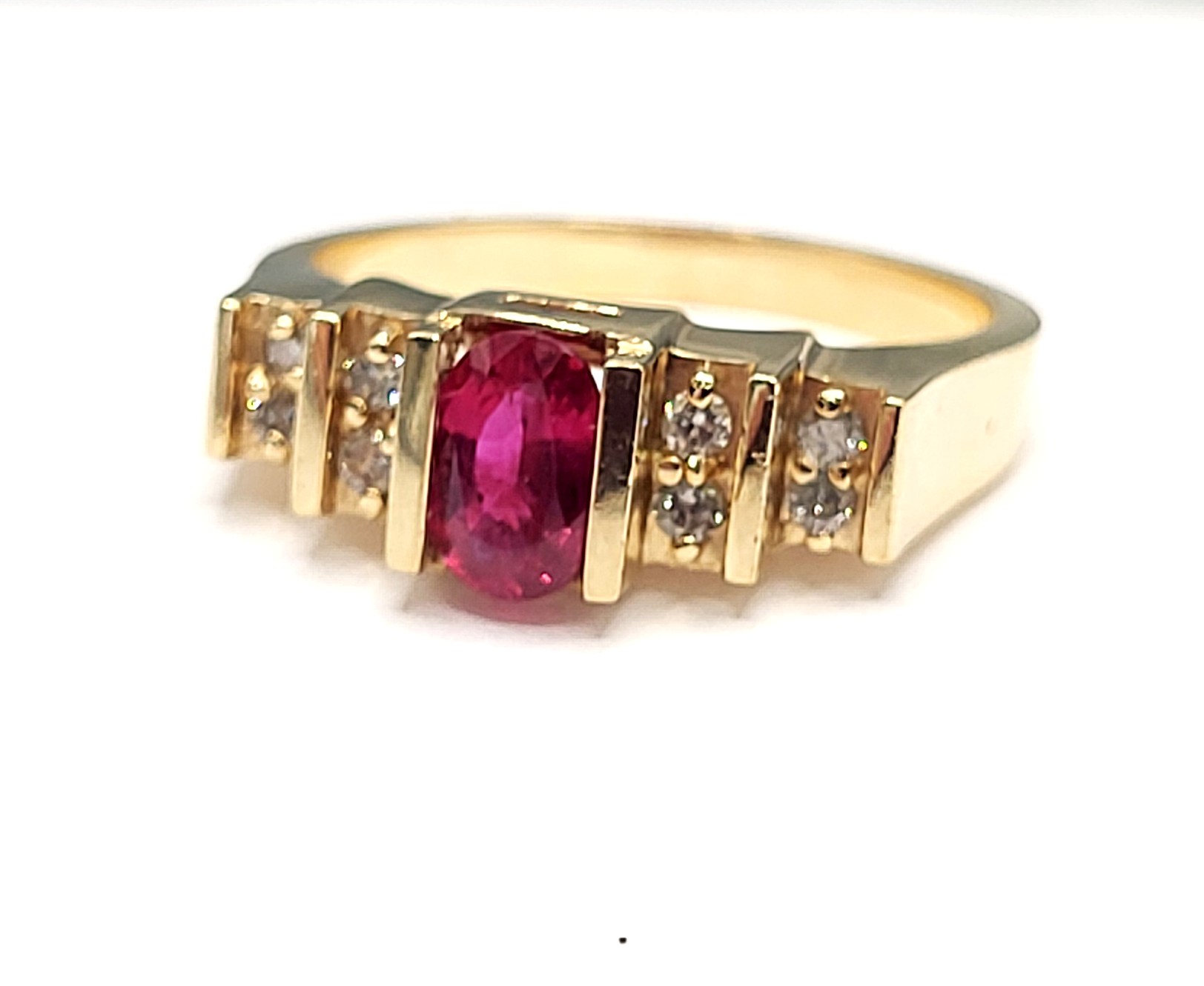 14K Yellow Gold Ruby and Diamond Band Ring
