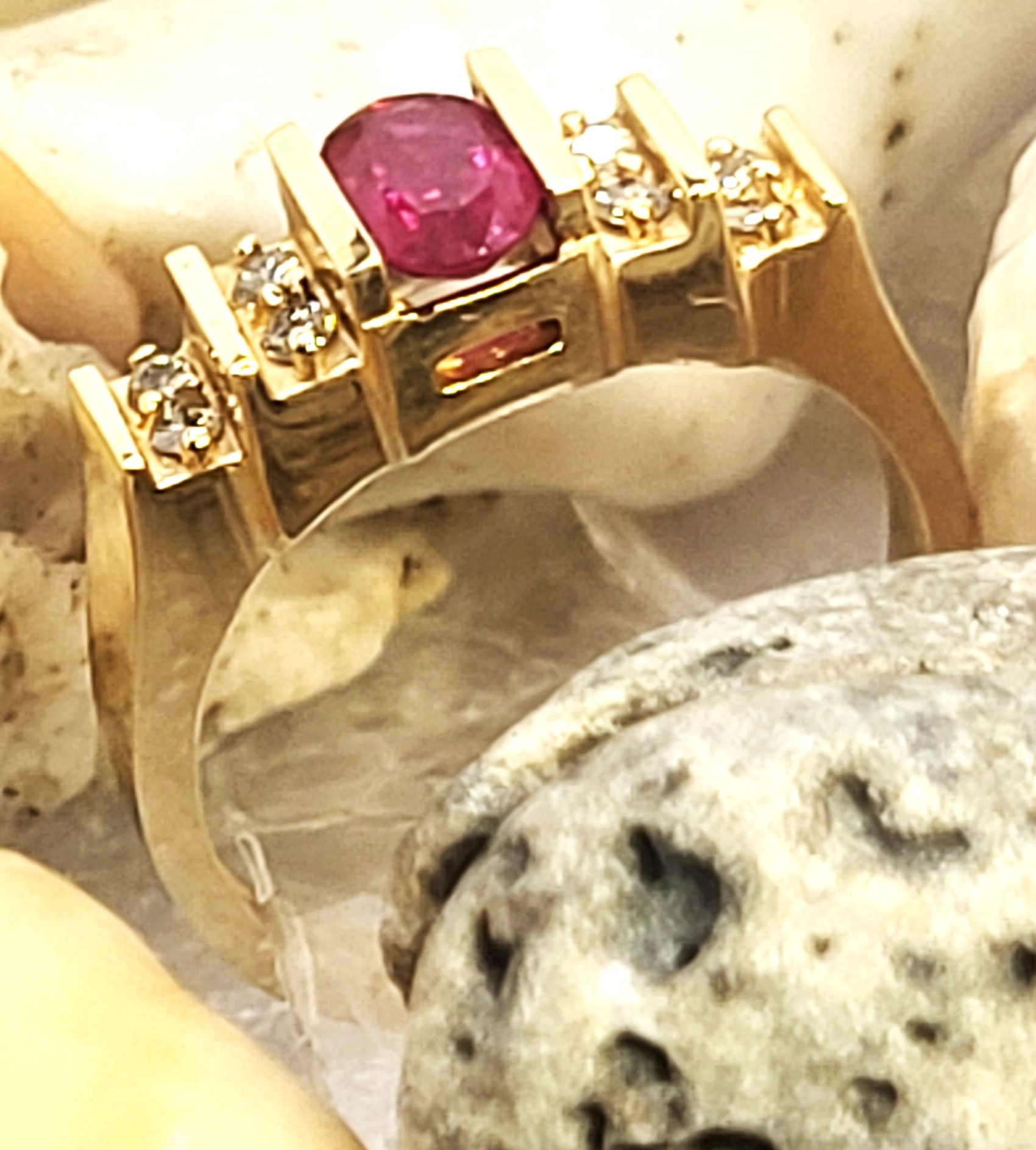 14K Yellow Gold Ruby and Diamond Band Ring