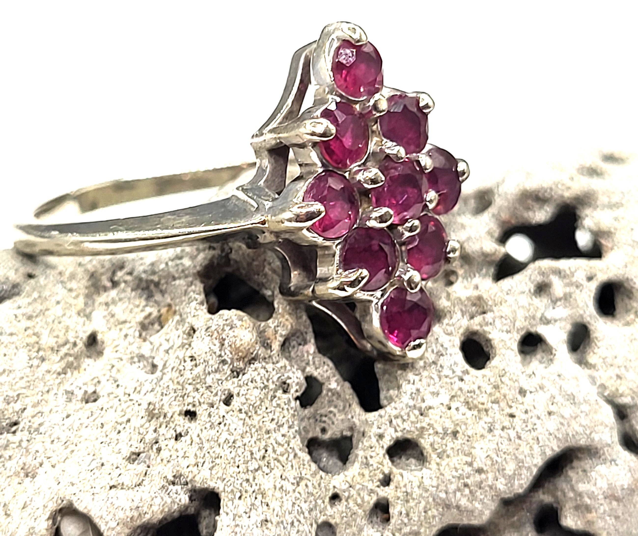 Nostalgic Navette Ruby Cluster Ring