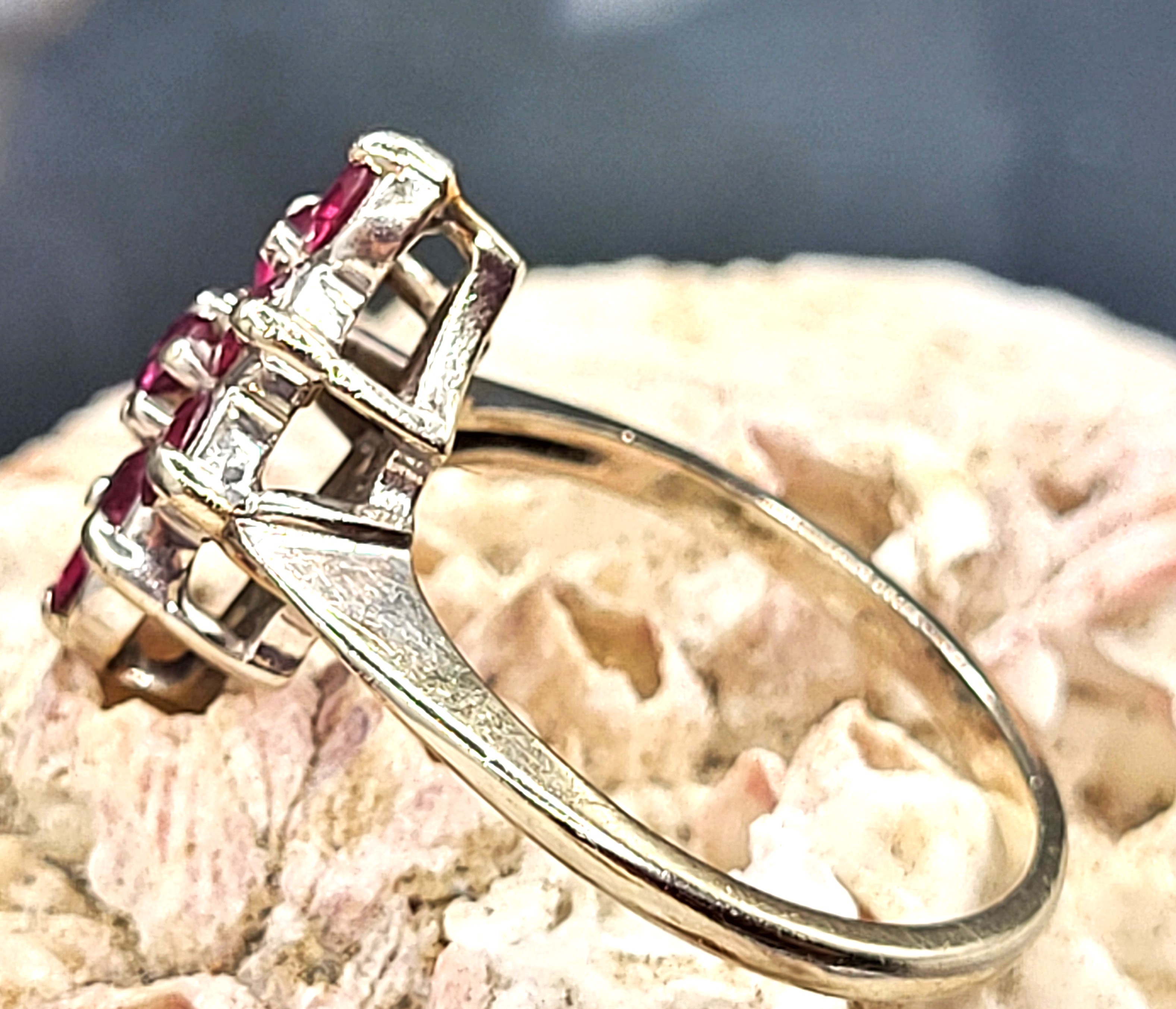 Nostalgic Navette Ruby Cluster Ring