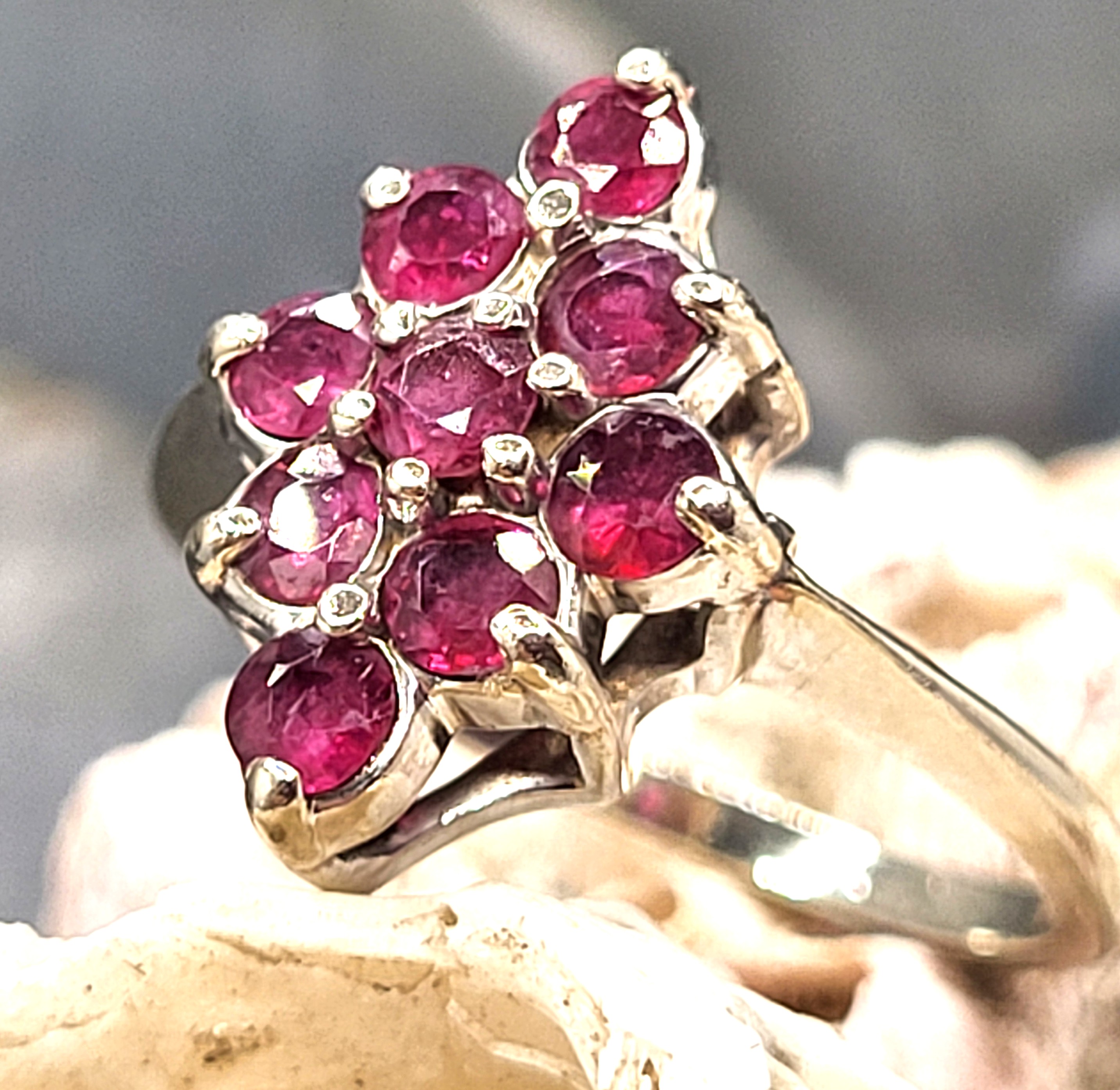 Nostalgic Navette Ruby Cluster Ring