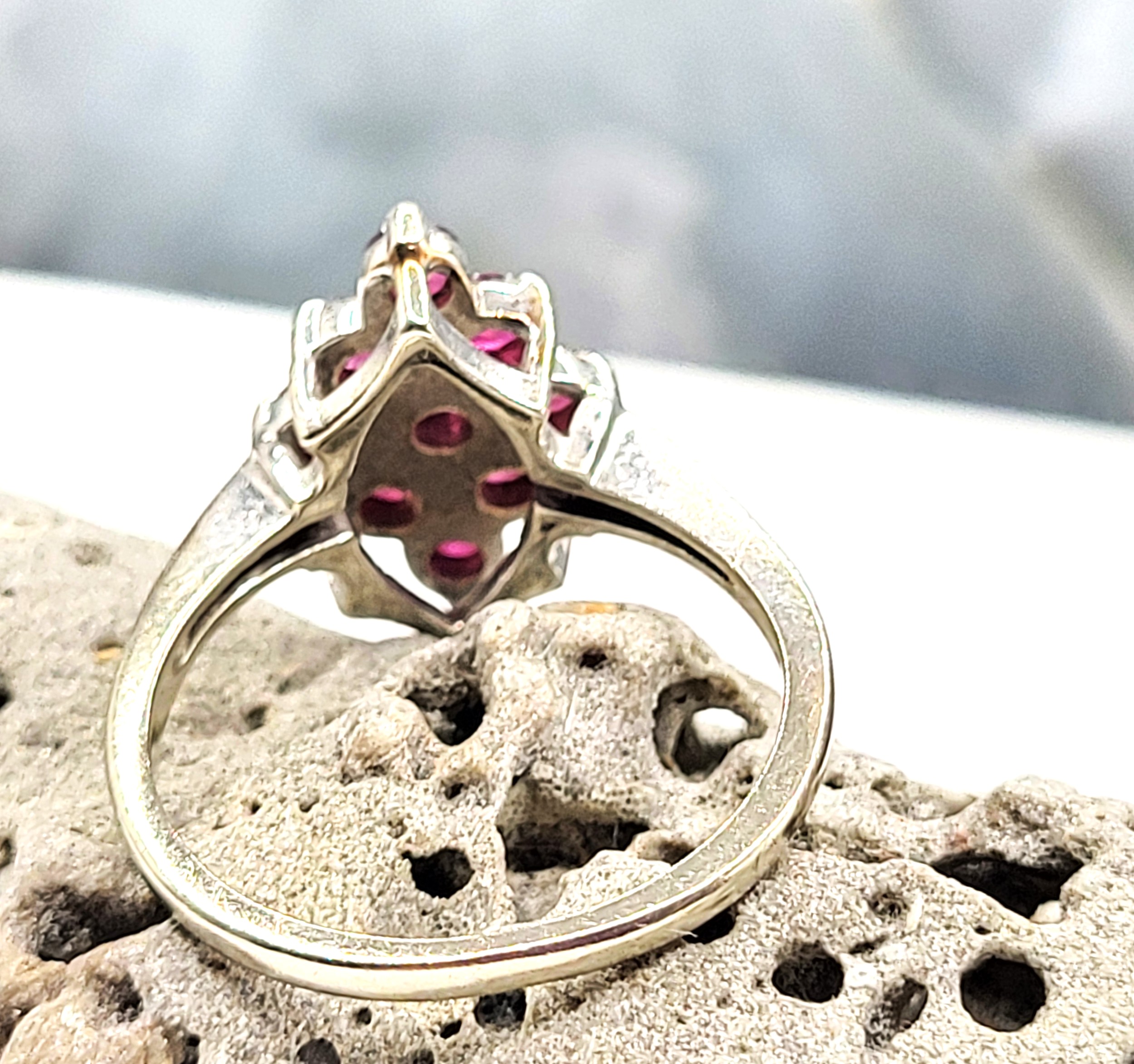 Nostalgic Navette Ruby Cluster Ring