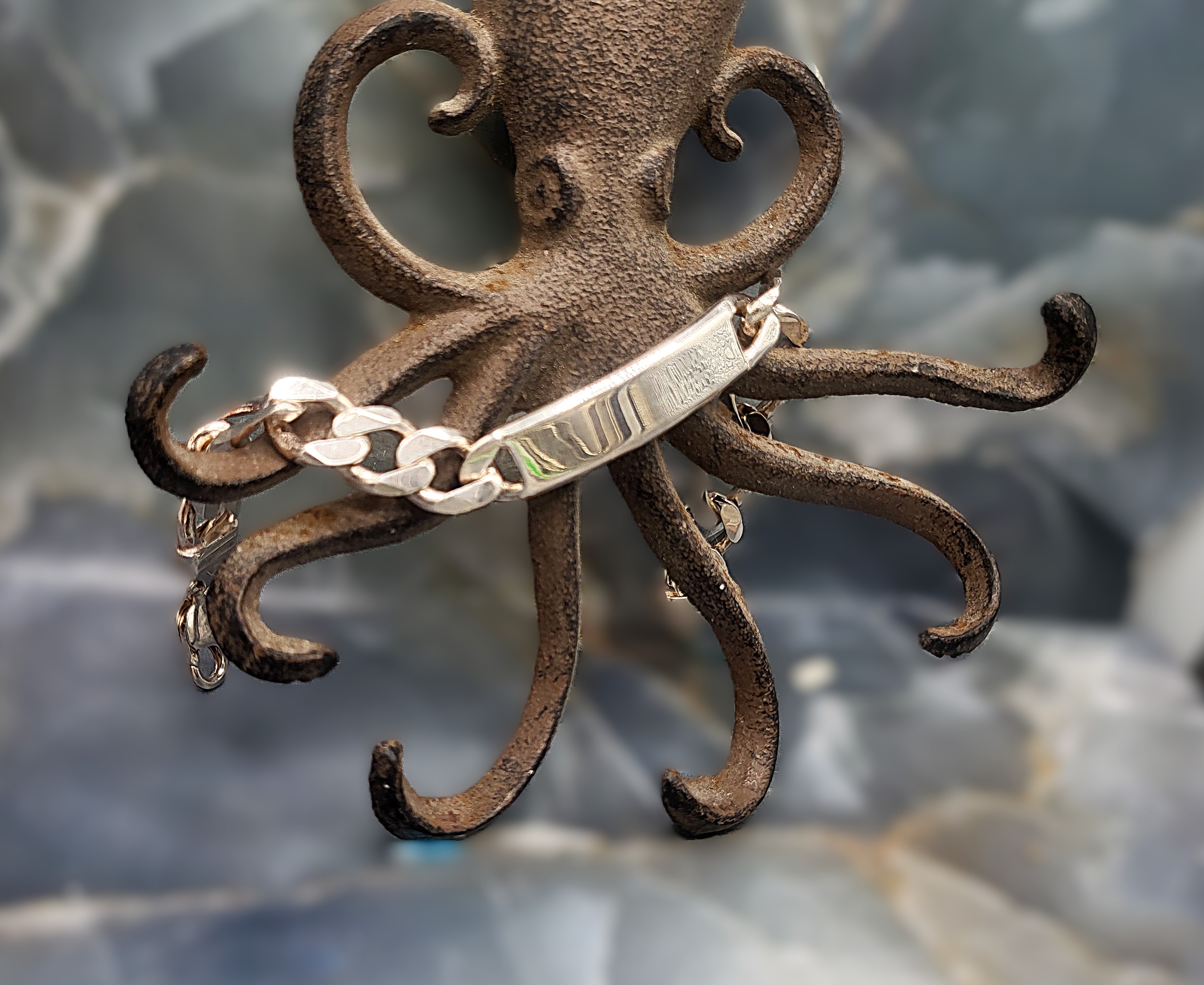 Heavy Sterling Silver ID Bracelet 9"
