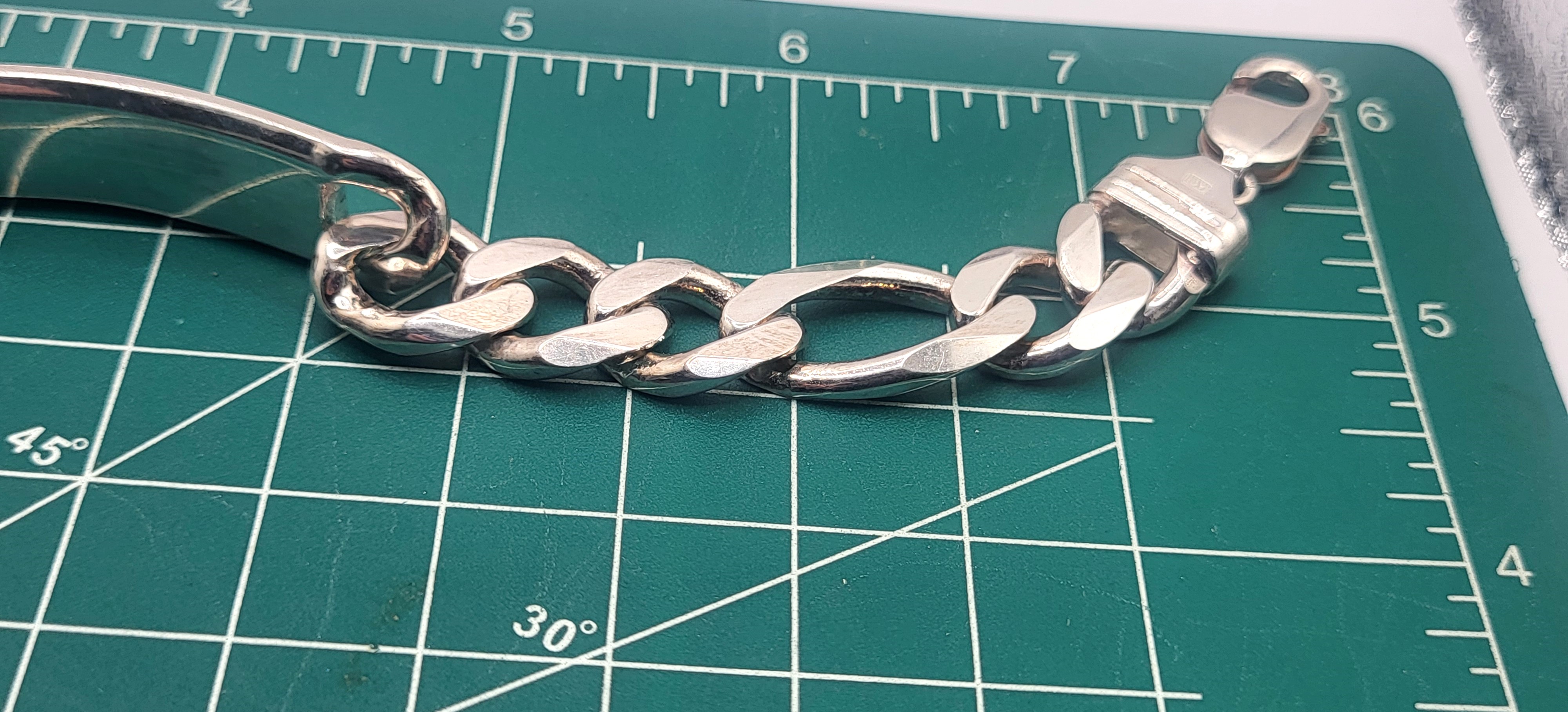Heavy Sterling Silver ID Bracelet 9"