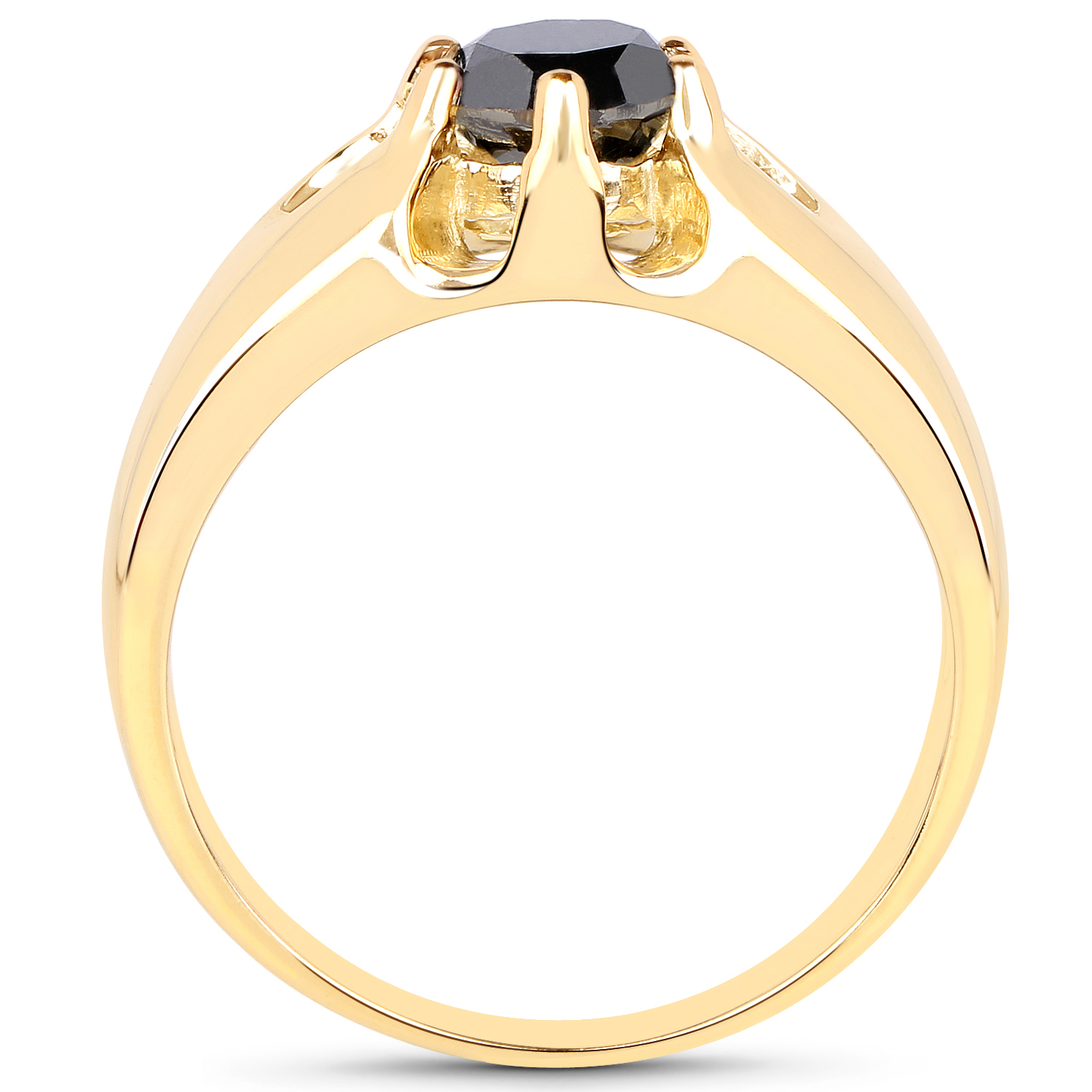 1CT Black Diamond Solitaire Man's Ring .925/14K