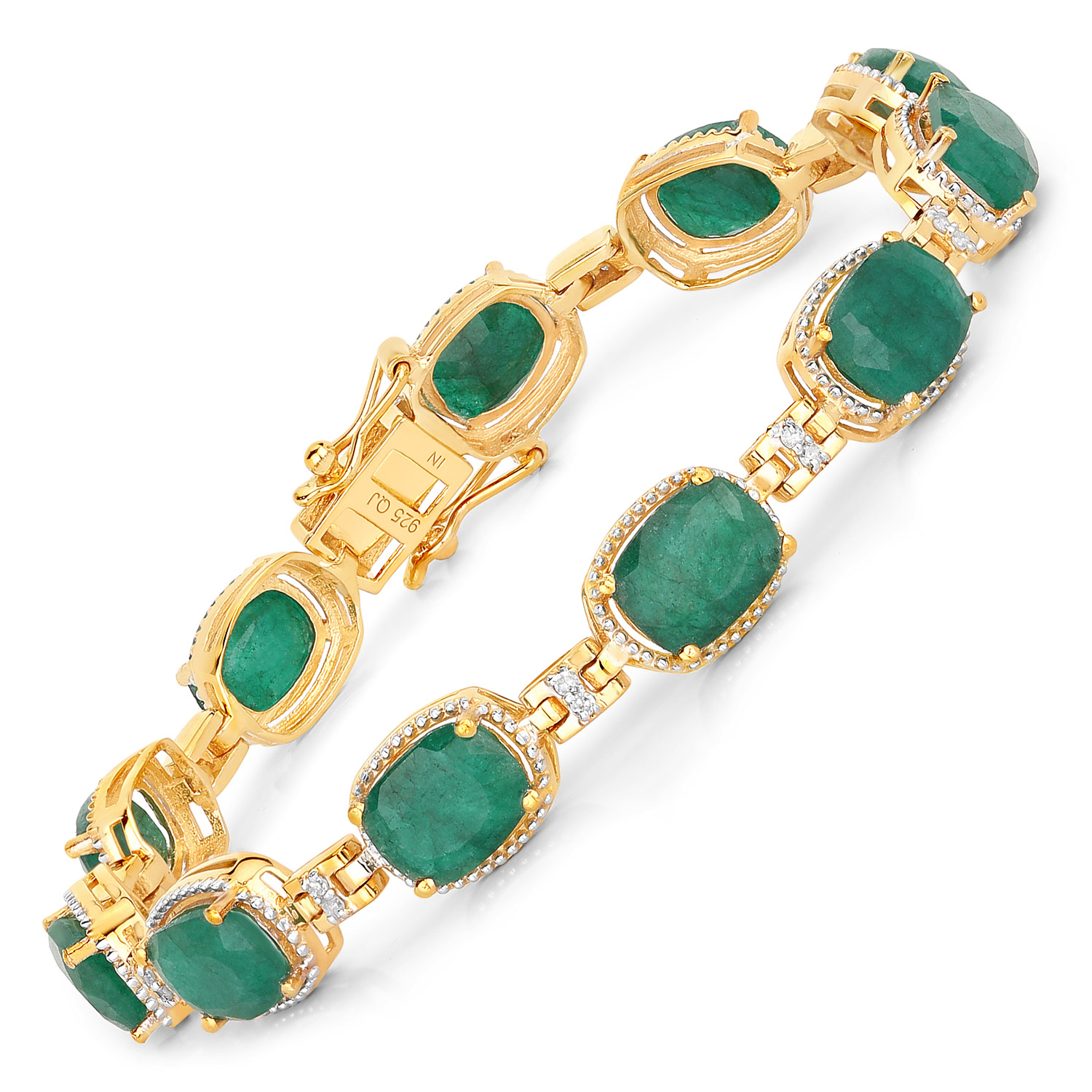 Vivid Dyed Elegant Emerald and Diamond Bracelet
