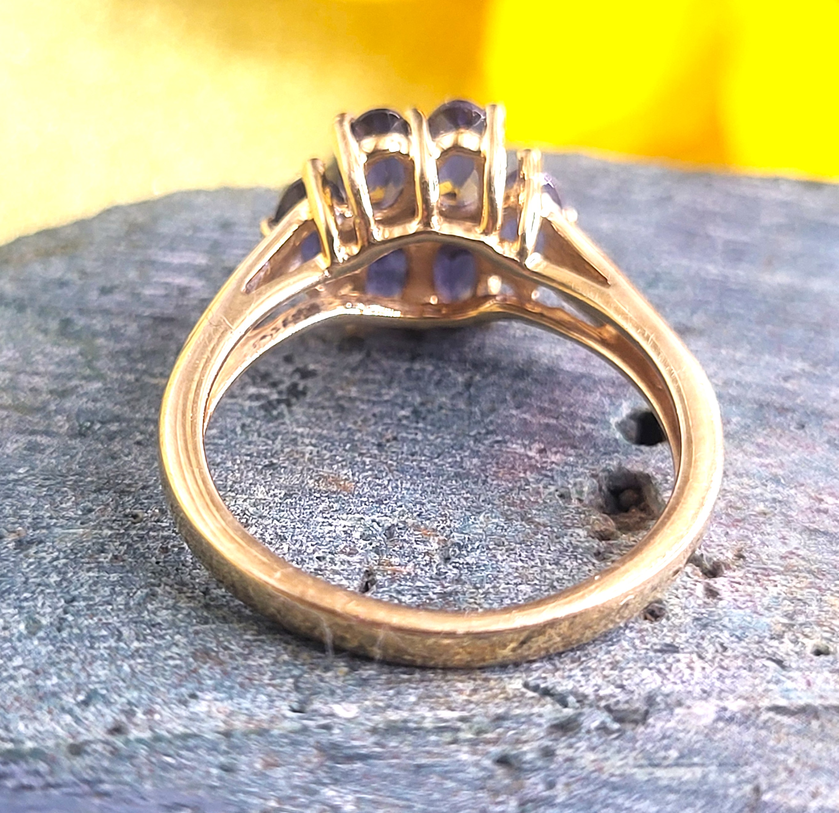 Intriguing Iolite and Diamond Center Flower Ring