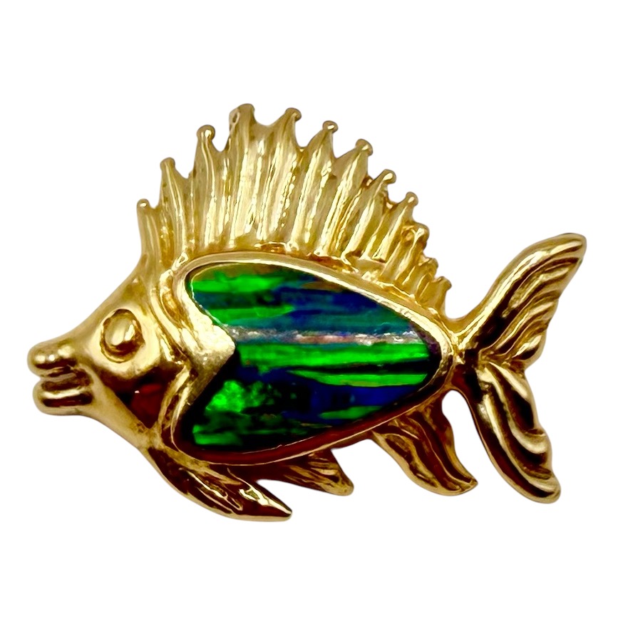 Smiling Sailfish Slide Pendant w/ Black Opal Inlay
