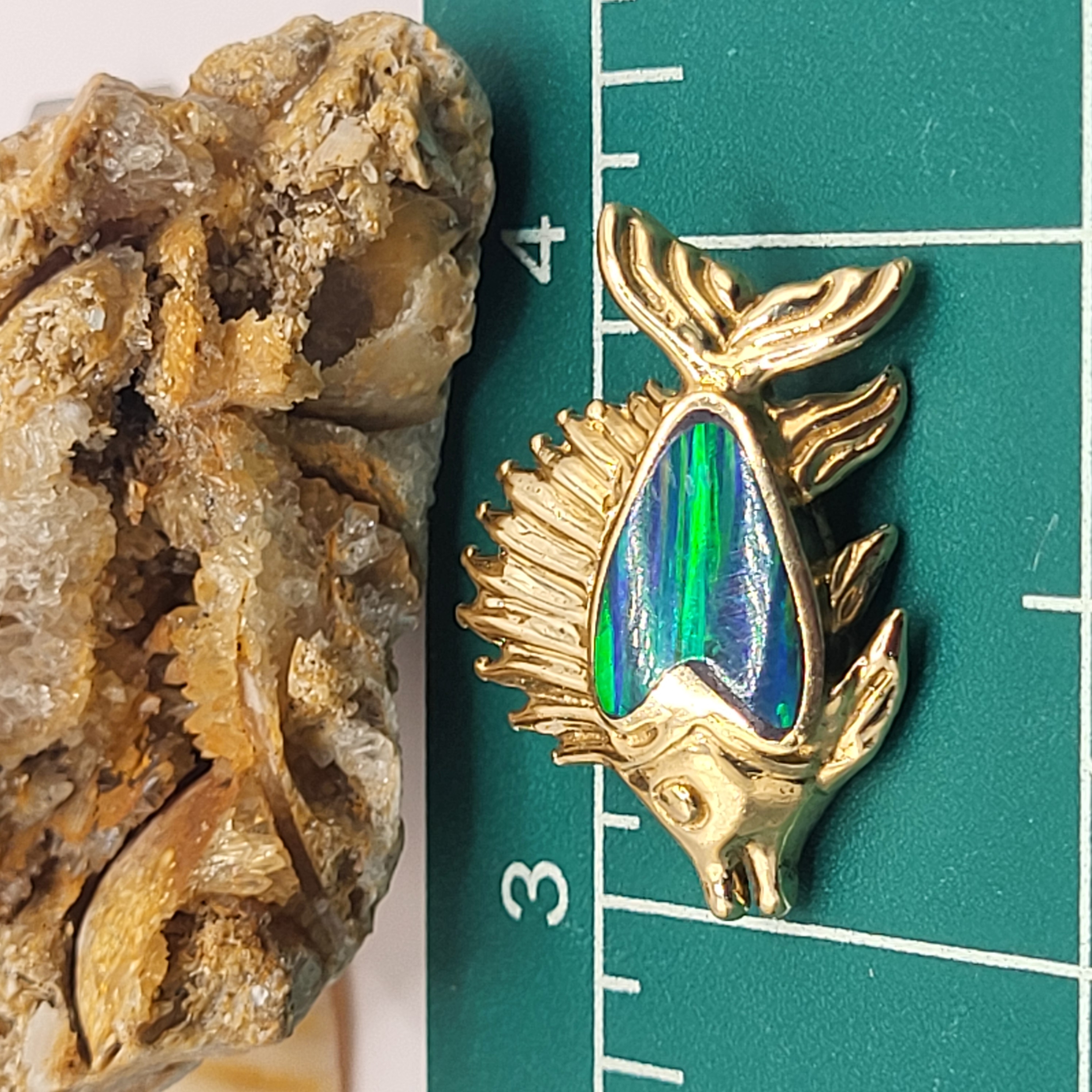 Smiling Sailfish Slide Pendant w/ Black Opal Inlay