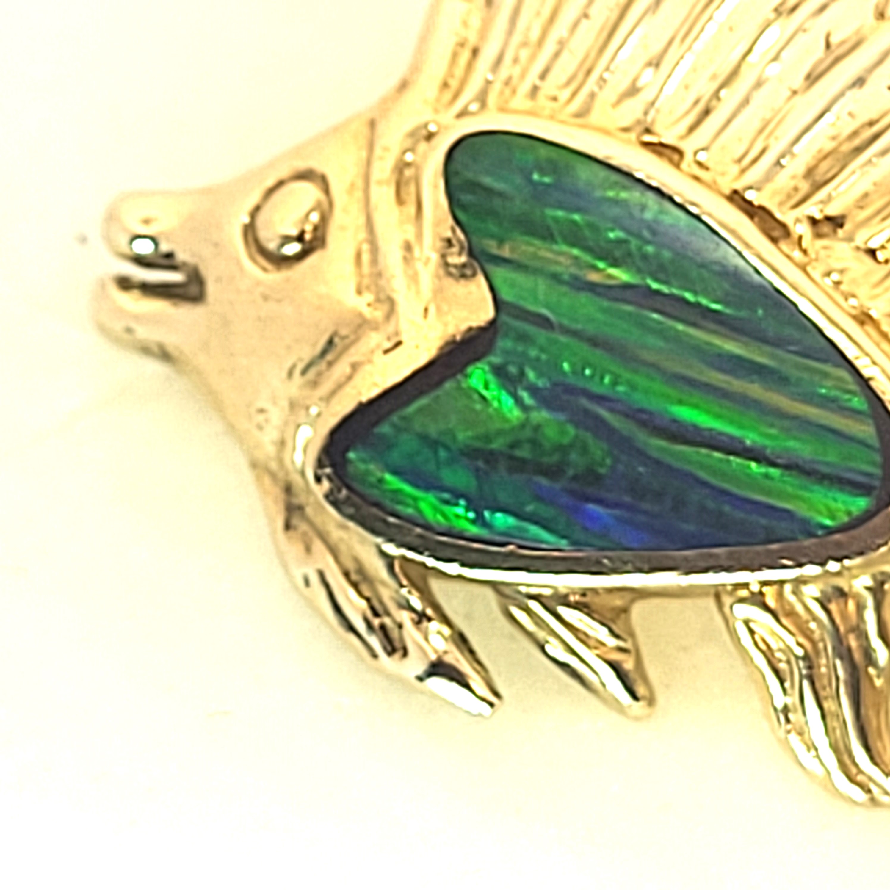 Smiling Sailfish Slide Pendant w/ Black Opal Inlay