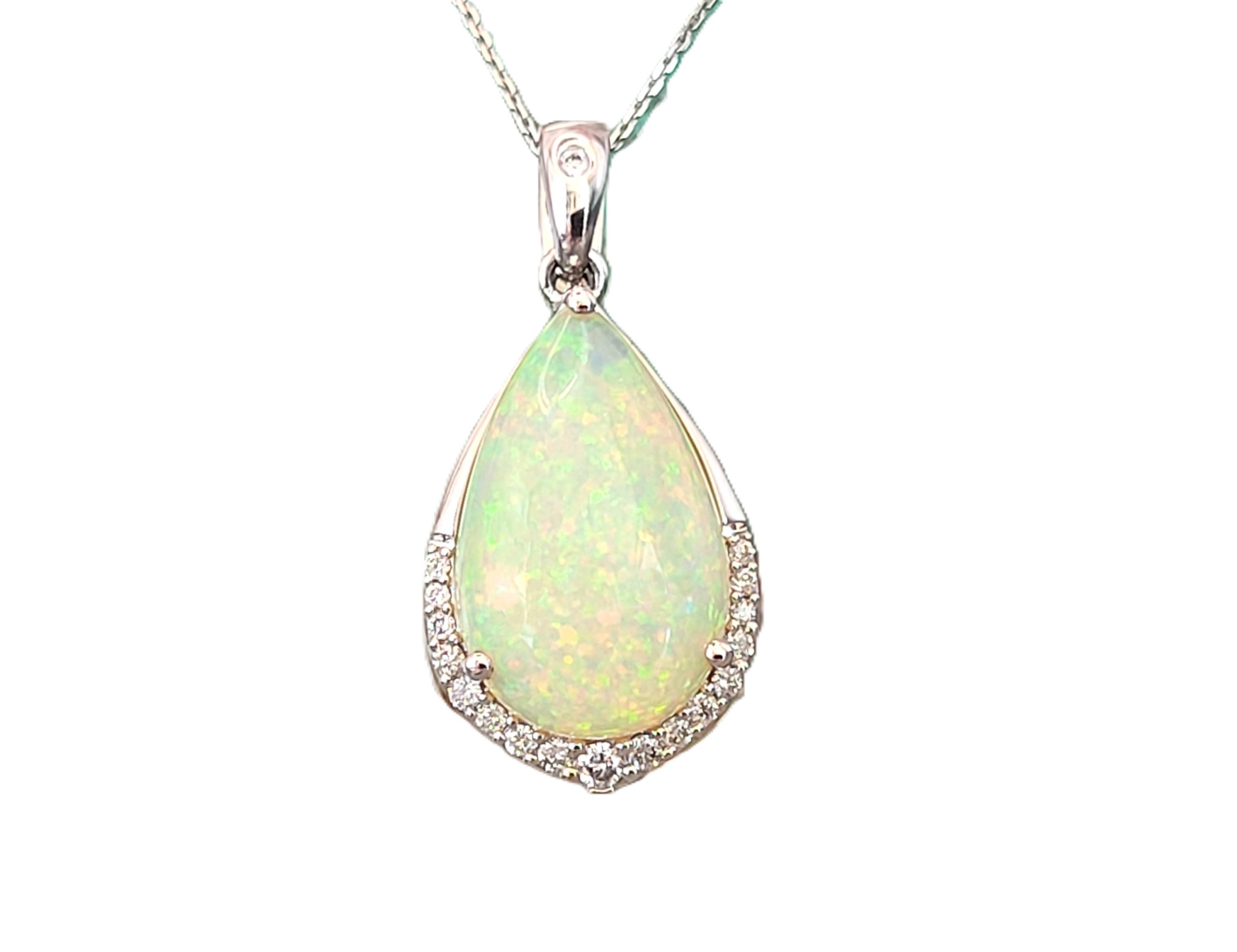 Pear-Shaped Opal and Diamond Necklace