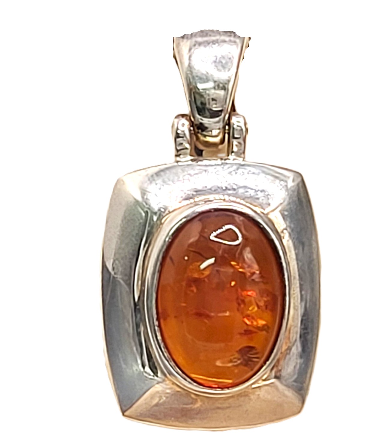 Espo Sig Amber & .925 Unisex Pendant/Enhancer