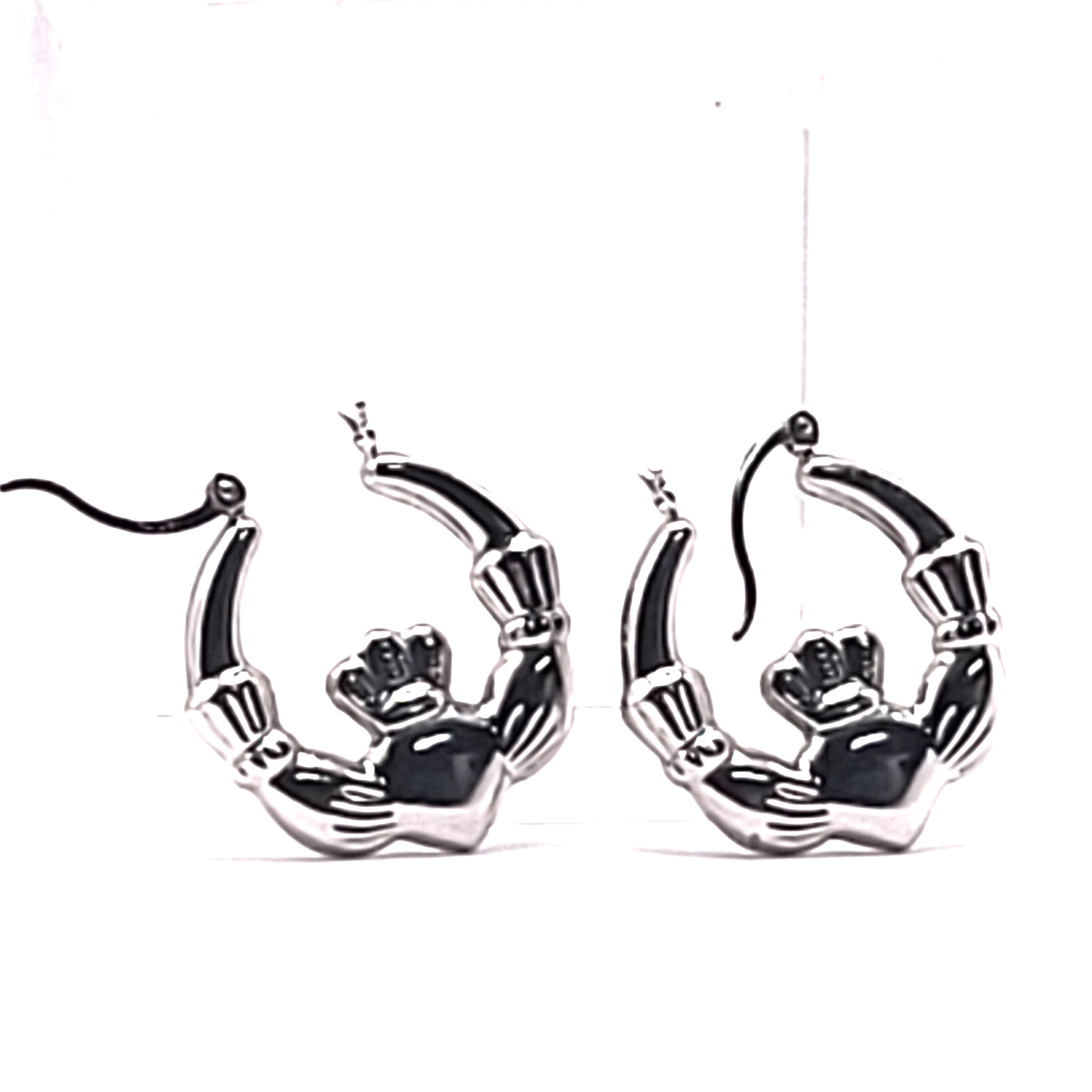 Love of the Irish White Gold Claddagh Hoops