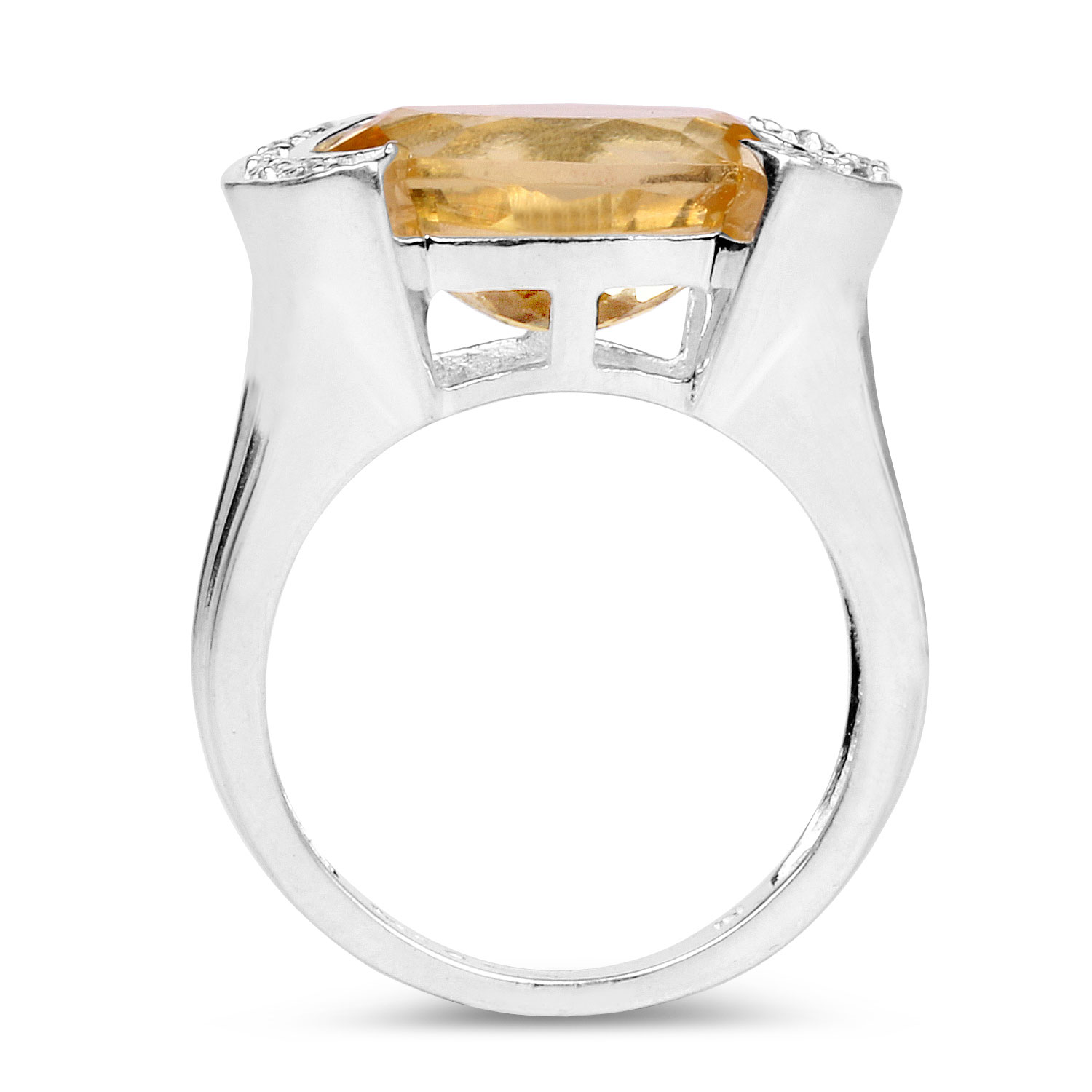 East-West Set Oval Citrine Ring with Diamonds .925