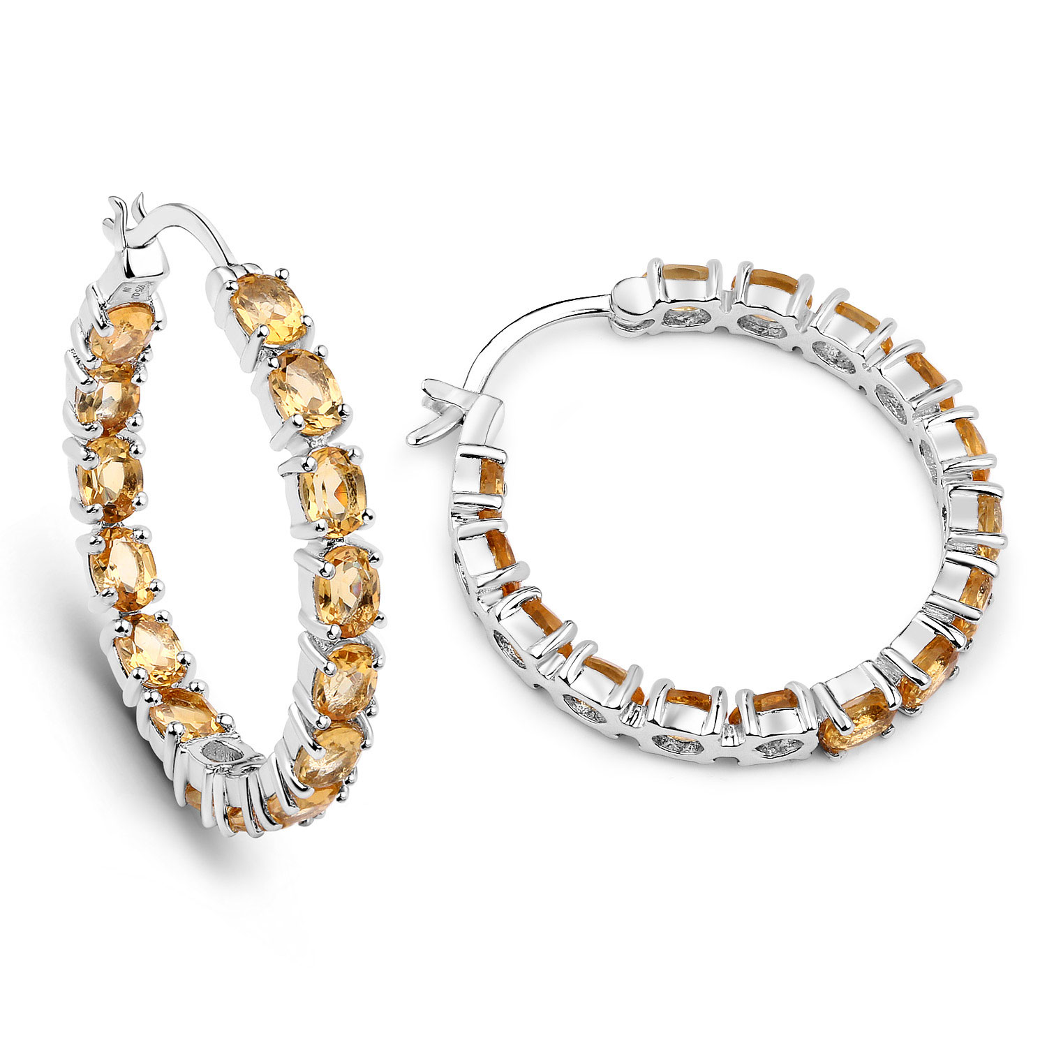 4.80 CTW Genuine Citrine Inside-Out Hoop Earrings