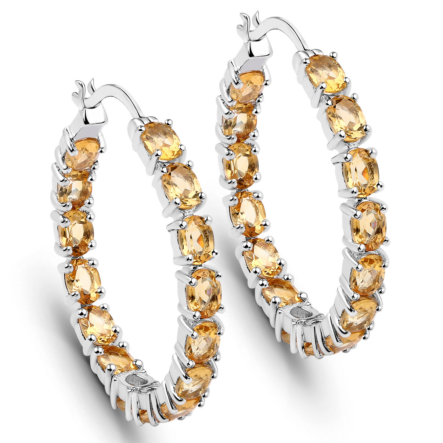 4.80 CTW Genuine Citrine Inside-Out Hoop Earrings