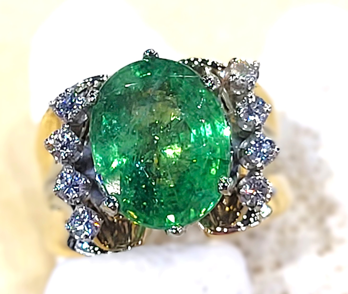 Natural Tsavorite and White Sapphire Ring