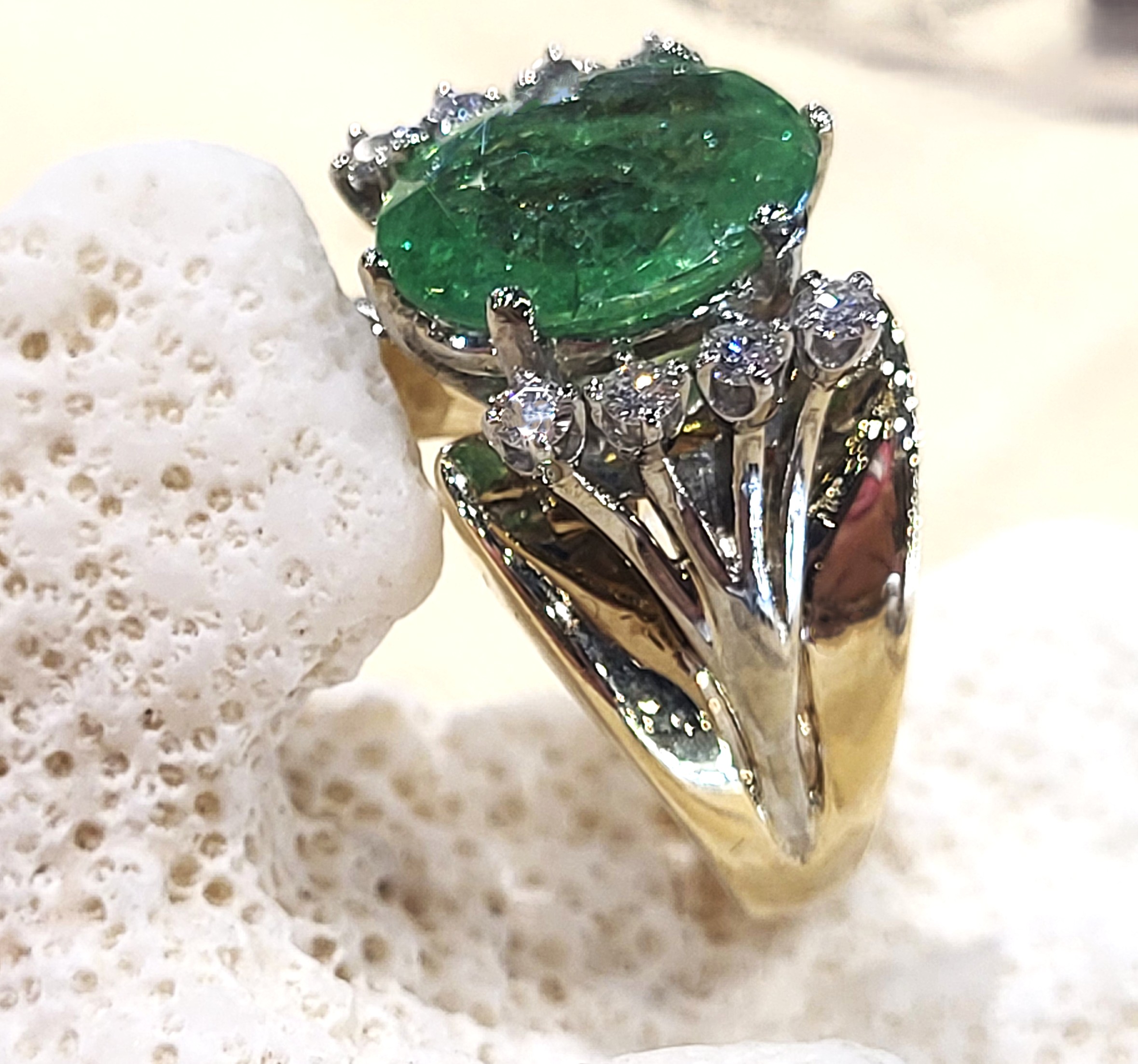 Natural Tsavorite and White Sapphire Ring