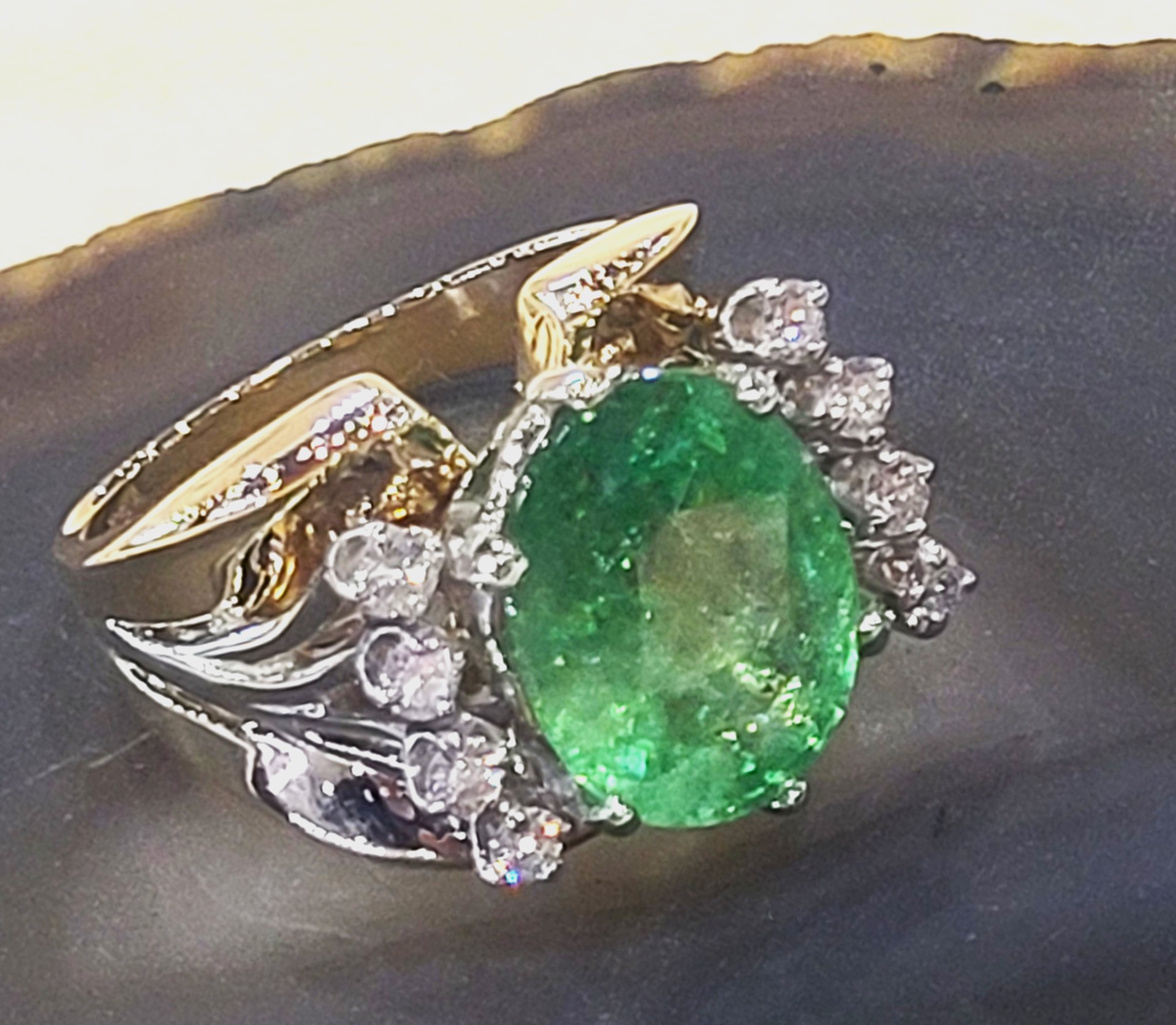Natural Tsavorite and White Sapphire Ring