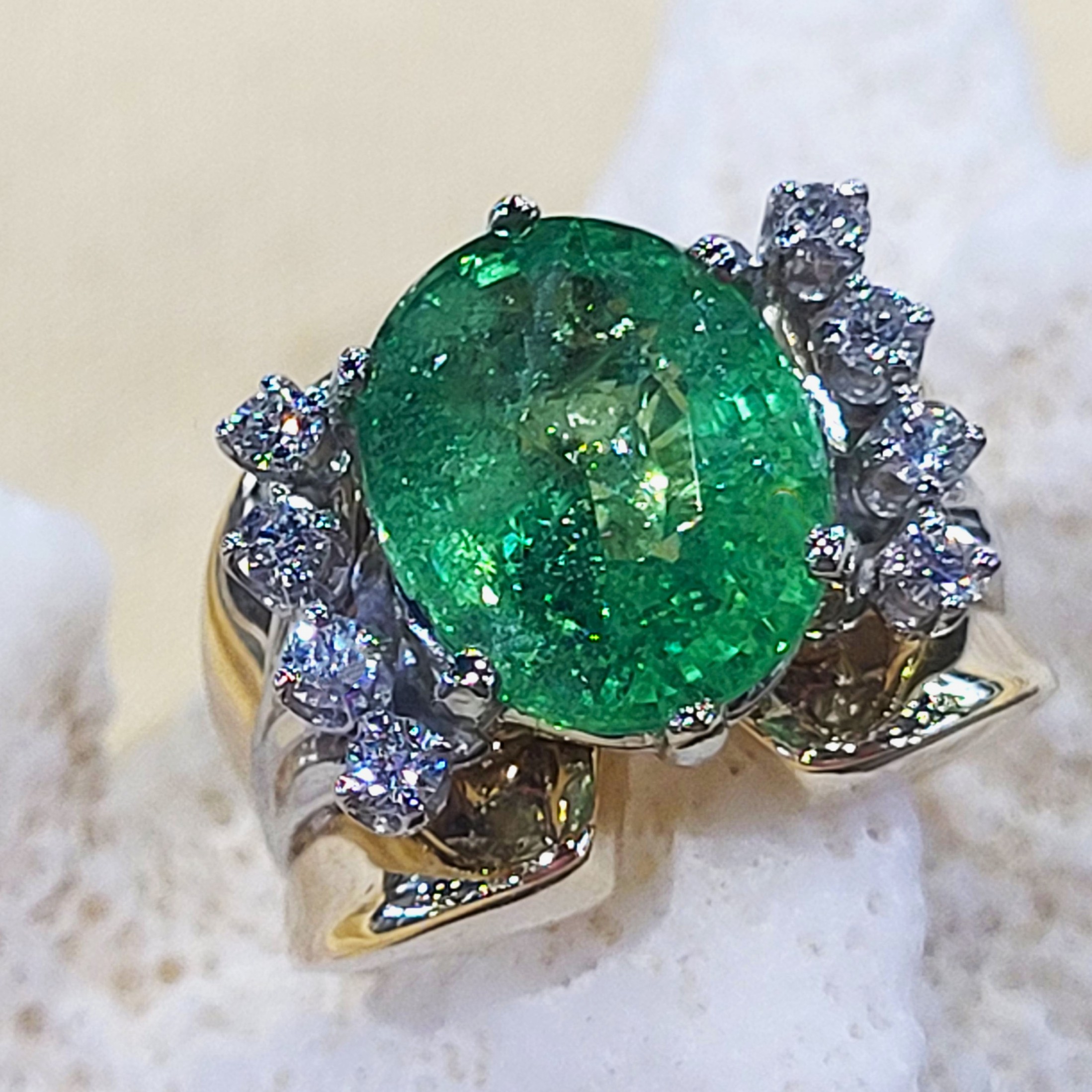 Natural Tsavorite and White Sapphire Ring