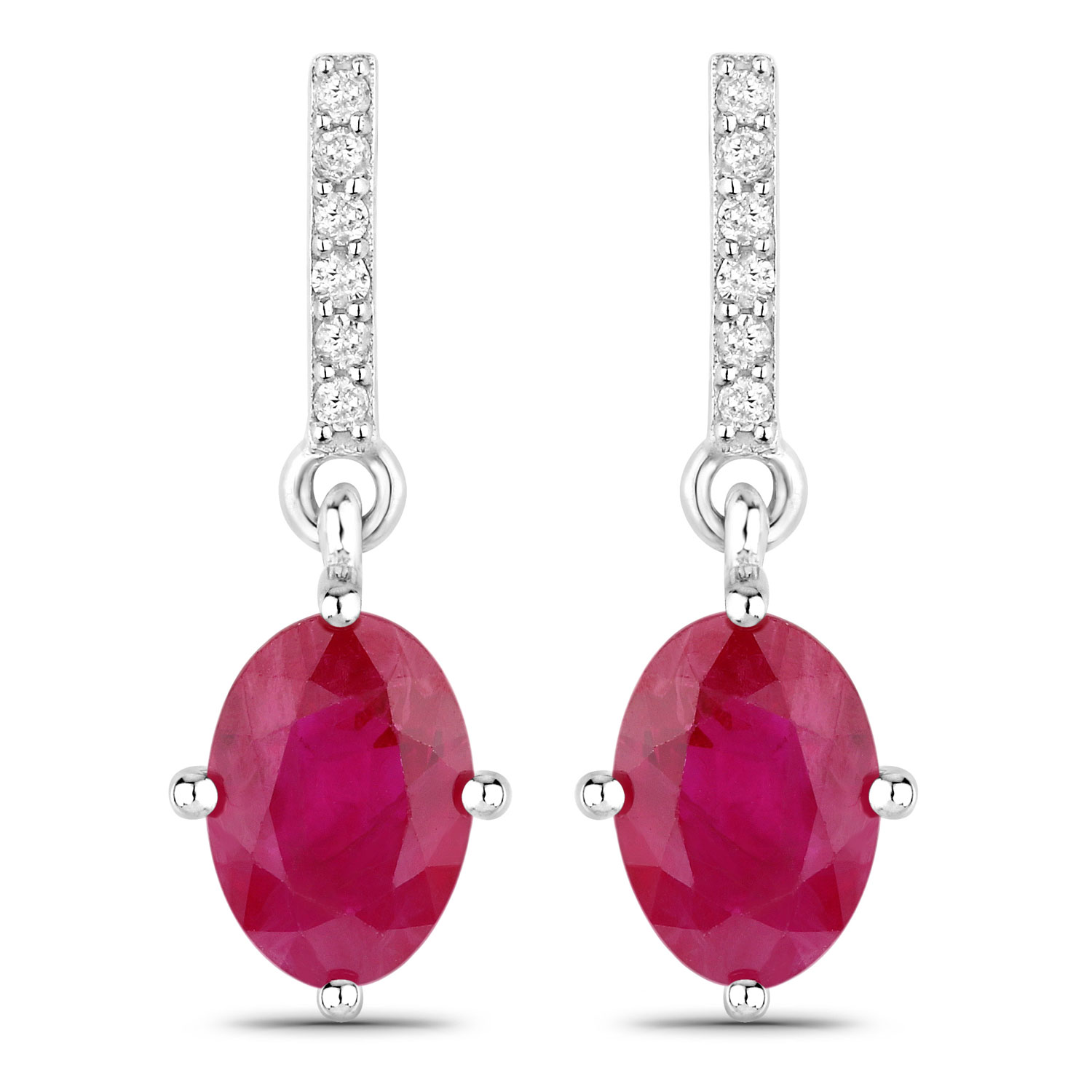 14KW Ruby Diamond Dangle Earrings