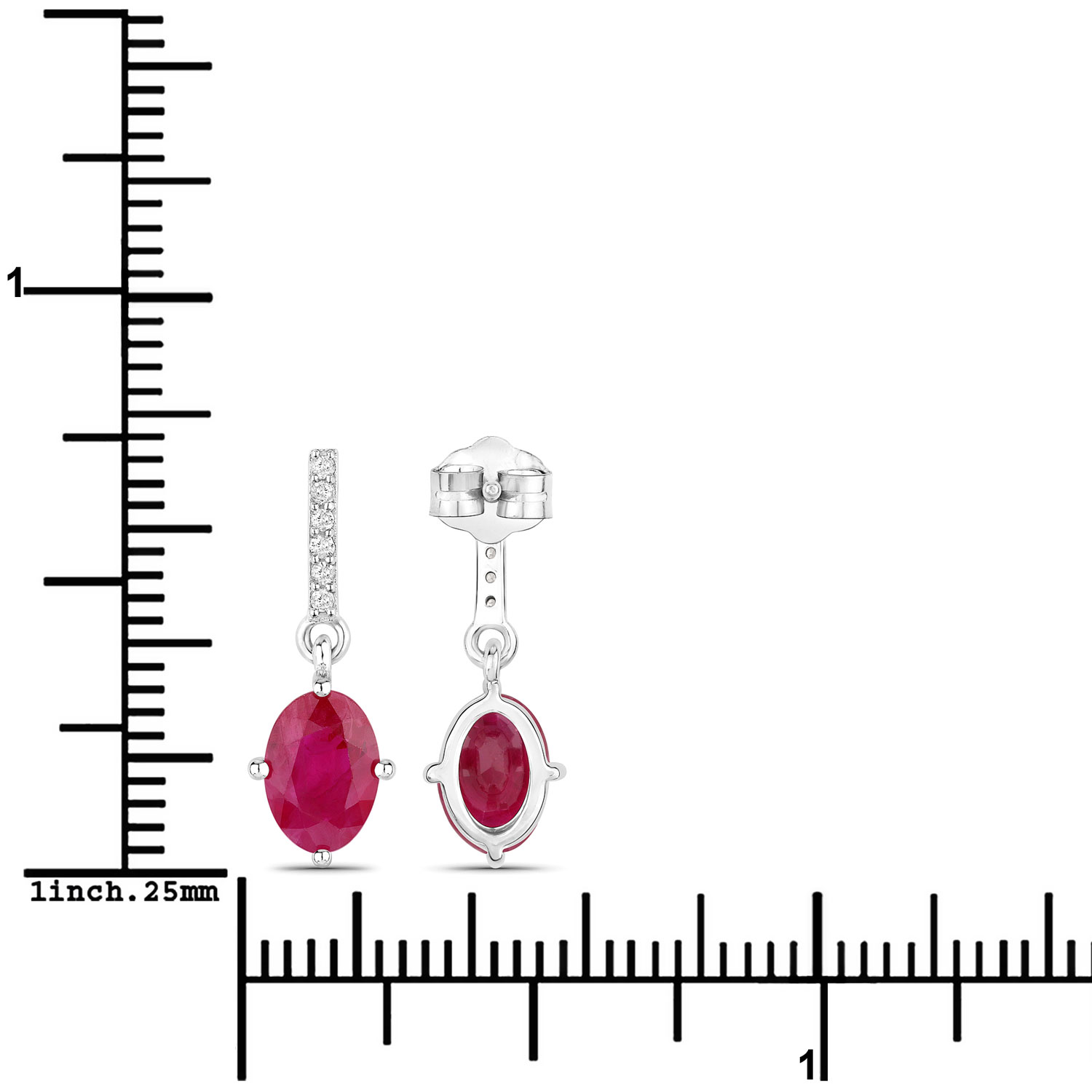14KW Ruby Diamond Dangle Earrings