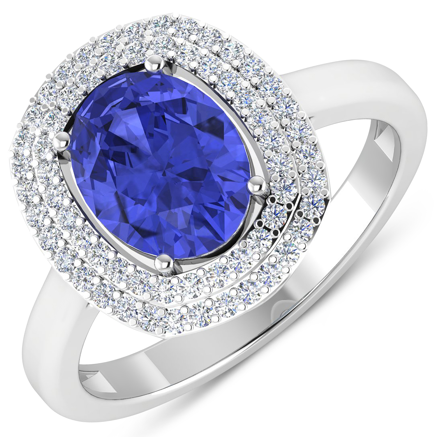 2.02 CTW Tanzanite Diamond 14K Double Halo Ring