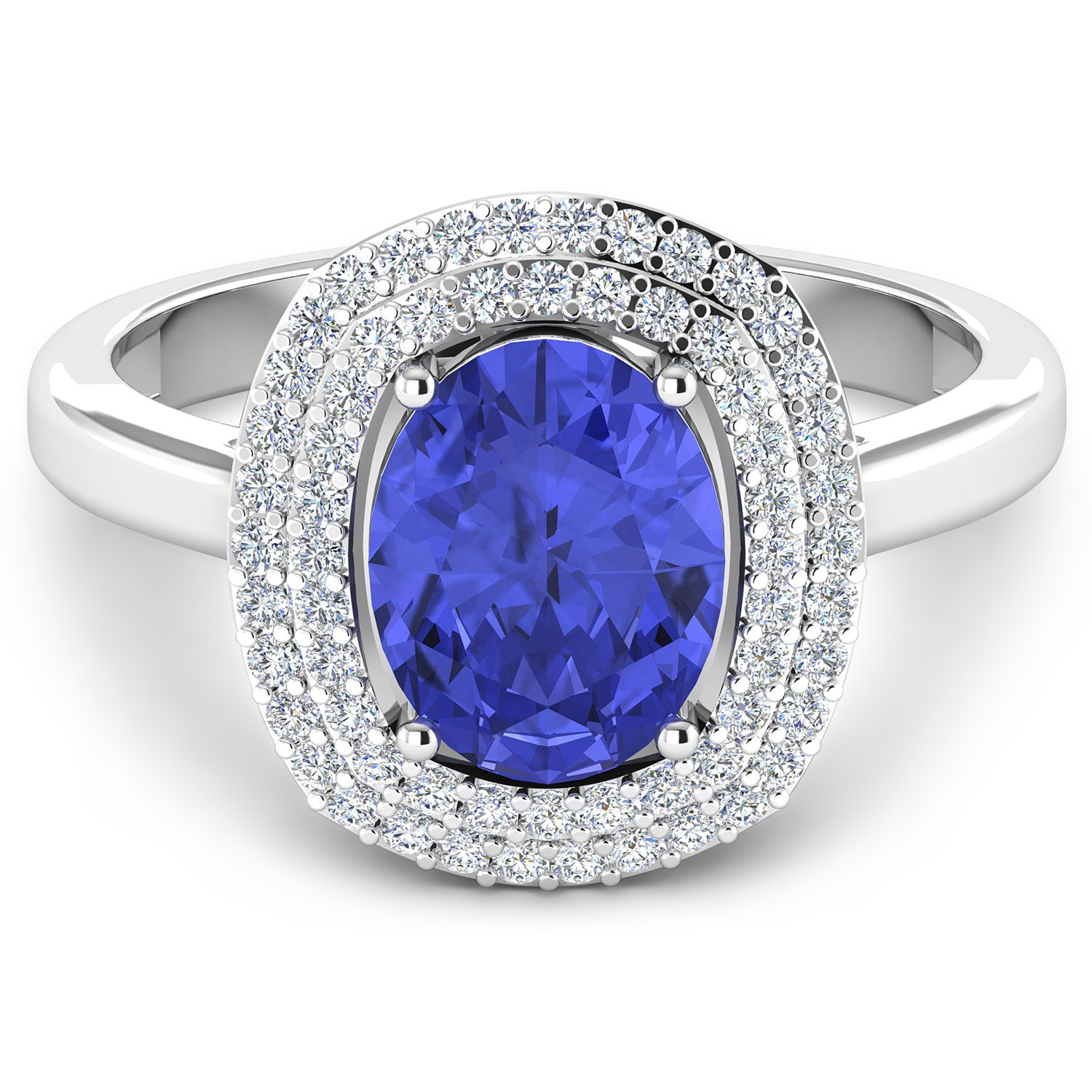 2.02 CTW Tanzanite Diamond 14K Double Halo Ring