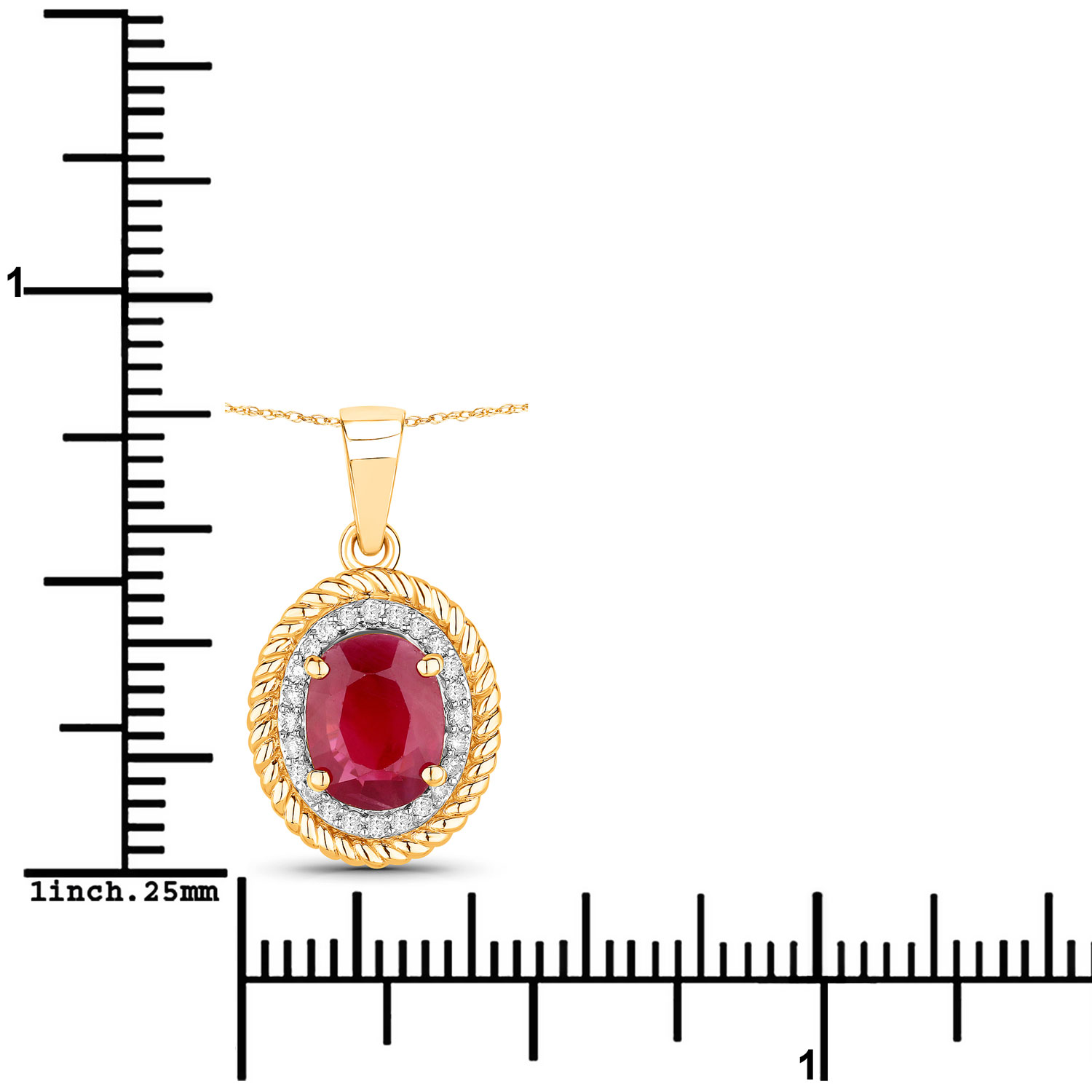 Oval-cut Ruby and Diamond Pendant with Braided Rope Frame