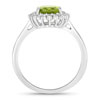Natural Peridot and Lab-Grown Diamond Halo Ring