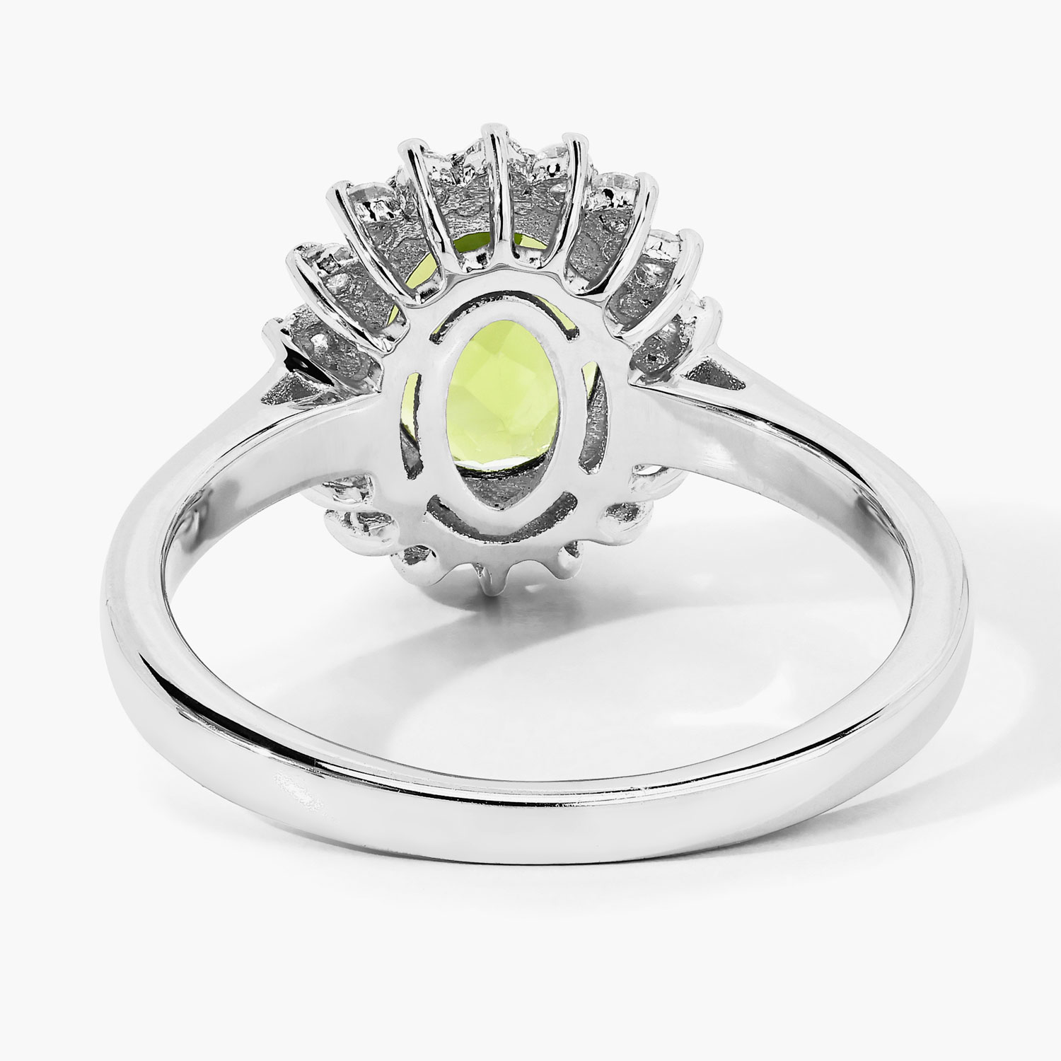 Natural Peridot and Lab-Grown Diamond Halo Ring
