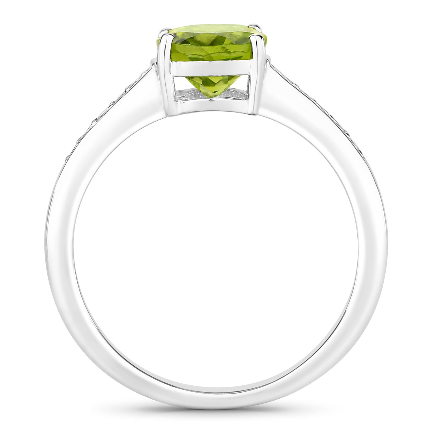 Oval-Cut Genuine Peridot and Lab Diamond Ring