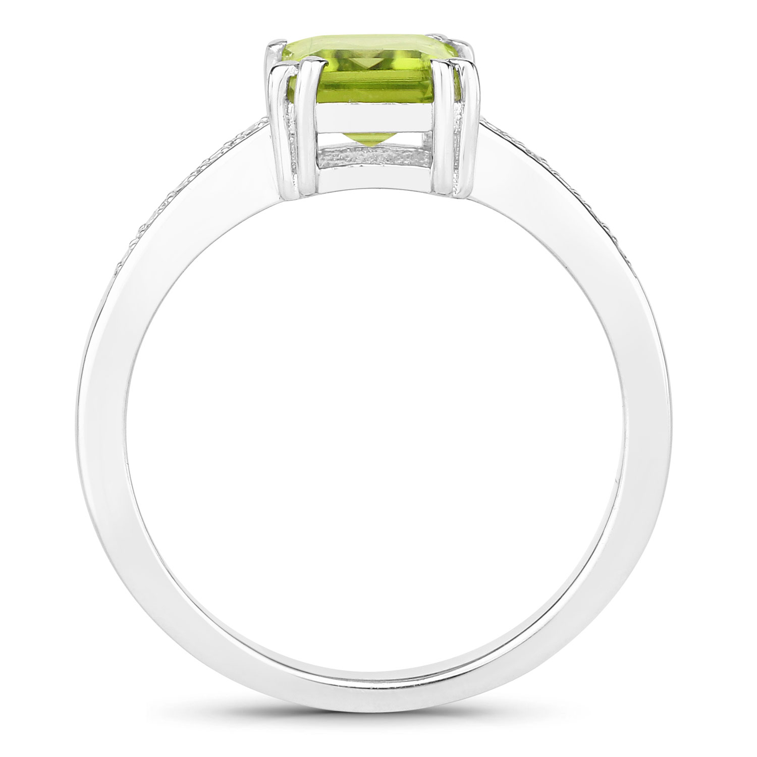 1.7CTW Emerald-Cut Peridot & Lab Diamond Ring .925