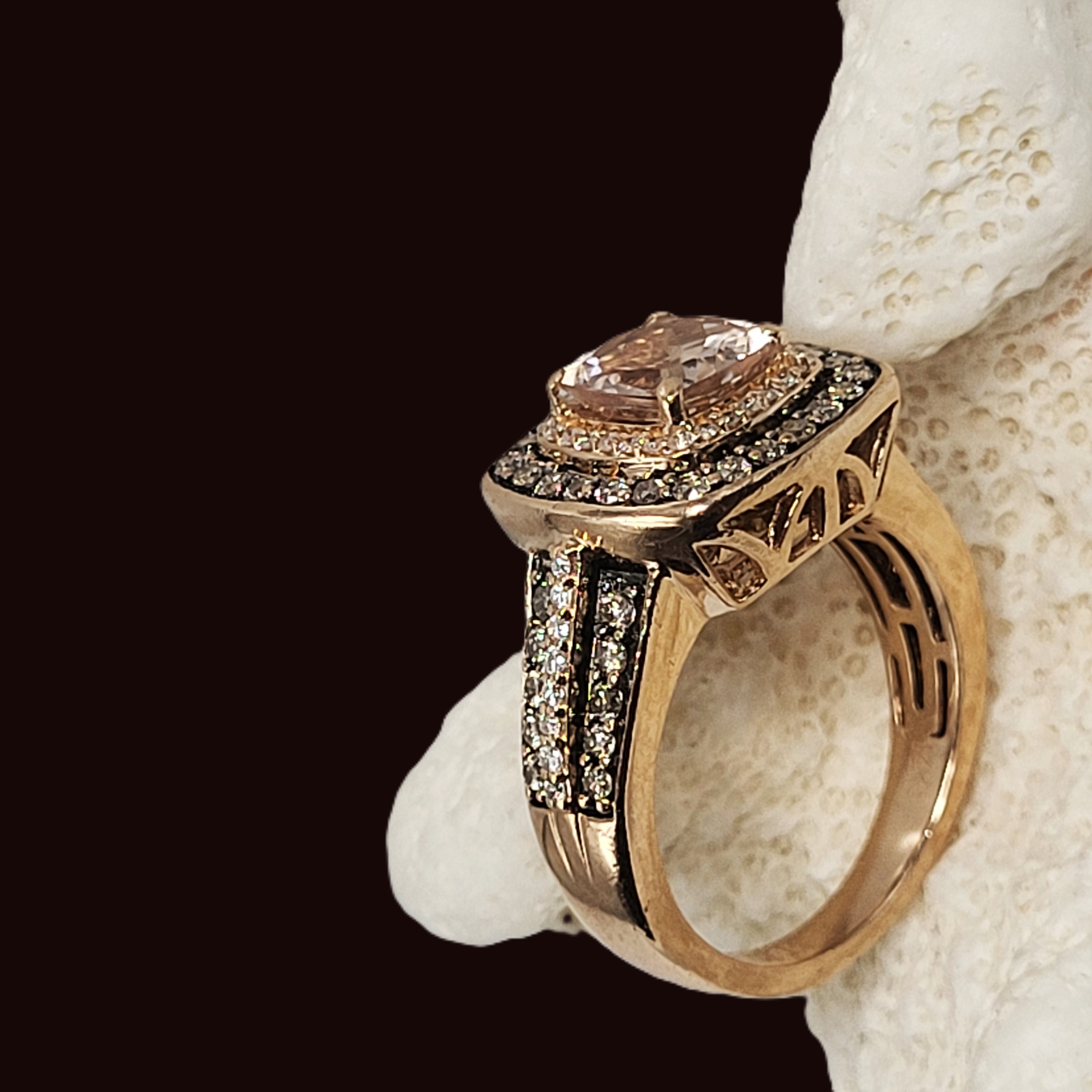 LeVian Morganite, Chocolate & Vanilla Diamond Ring