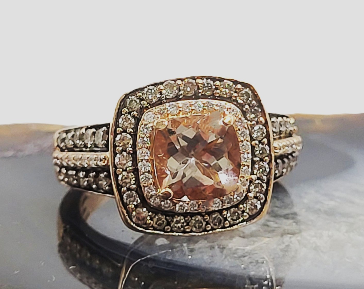 LeVian Morganite, Chocolate & Vanilla Diamond Ring